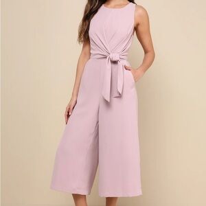 Lulu's On Track Mauve Tie-Front Jumpsuit